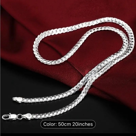 925 Silver 5mm Chain Necklace Unisex 20 Inch - Picture 2 of 4